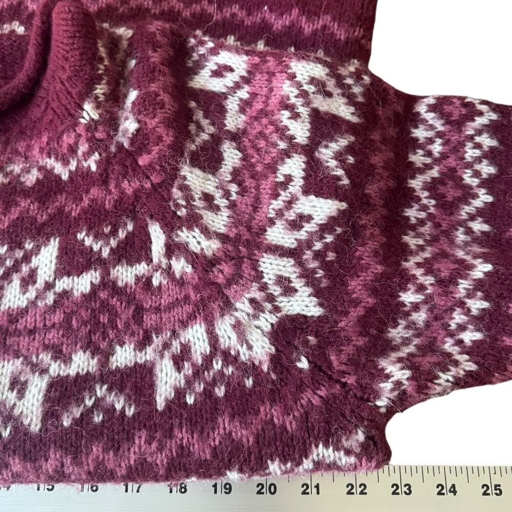 Women's Burgundy and White Patterned Sweater - Picture 5 of 9
